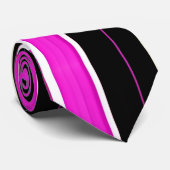 Cravate Lignes verticales Noir rose Amou Motif isométrique (Roulé)