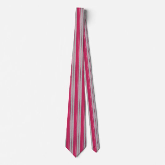 Cravate Lignes verticales rose et gris (Devant)