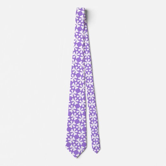 Cravate Lilac and White Modern Geometric Floral Pattern (Devant)