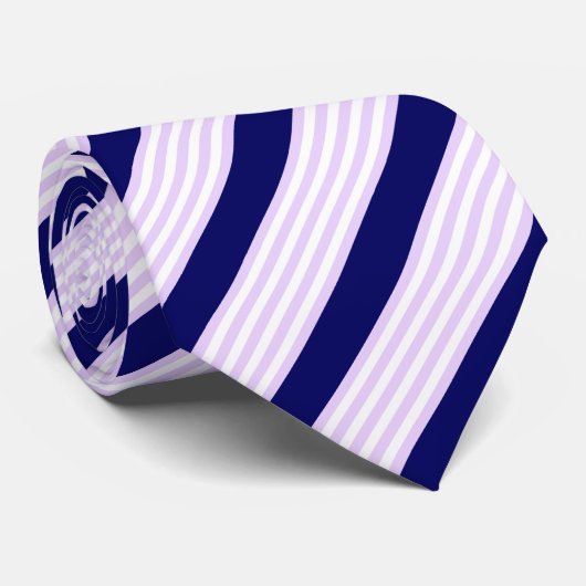 Cravate Lilac et rayures blanches motif avec bleu marine (Roulé)