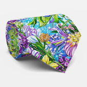 Cravate Lilac Jaune Bleu Vert Jardin Fleurs Motif (Roulé)