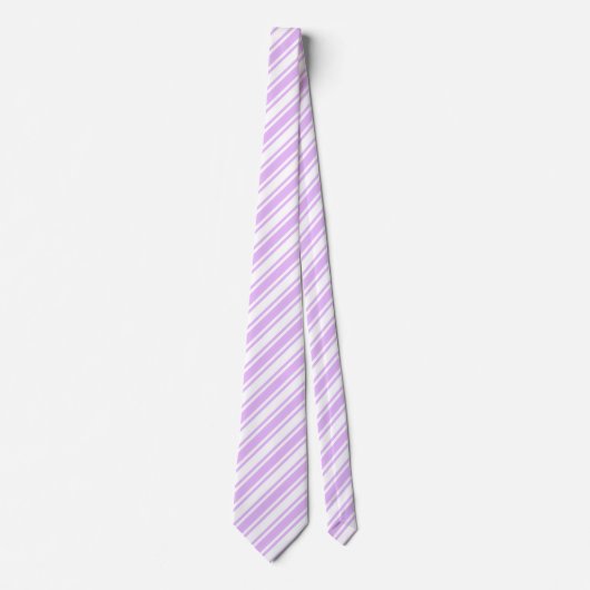 Cravate Lilac violet et blanc bonbons rayures (Devant)