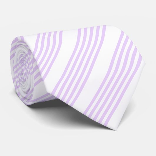 Cravate Lilac violet et blanc cinq bandes motif (Roulé)
