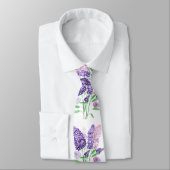 Cravate Lilacs Fleurs violettes Aquarelle Motif de la natu (Attaché)