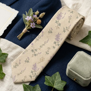Cravate Lilas et lierre de jardin anglais
