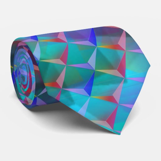 Cravate lilas et triangles 3D ou roses (Roulé)