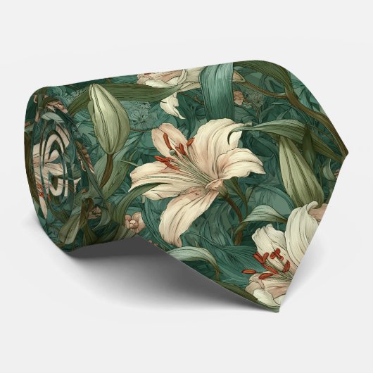 Cravate Lilies Fleur de Mariage Idéales (Roulé)