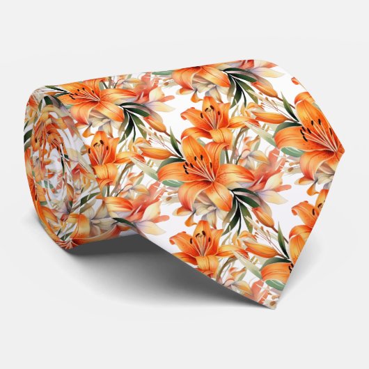 Cravate Lily de tigre Orange Stargazer Lys (Roulé)