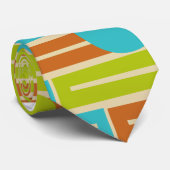 Cravate Lime Green, Cinnamon Brown, Rectangles Turquoise (Roulé)