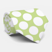 Cravate Lime Green Jumbo Polka Dots Custom Necktie (Roulé)