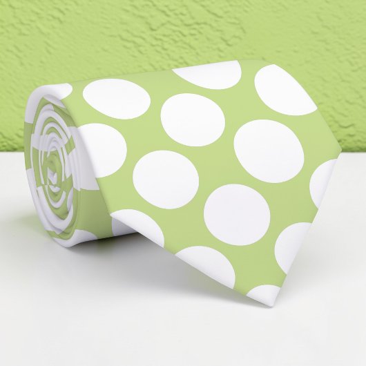 Cravate Lime Green Jumbo Polka Dots Custom Necktie