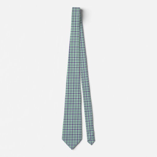 Cravate Lime Green Purple Plaid Classic Pattern Neck Tie (Devant)