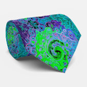 Cravate Lime Green Super Abstrait Retro Liquid Swirl (Roulé)