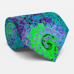 Cravate Lime Green Super Abstrait Retro Liquid Swirl