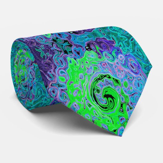 Cravate Lime Green Super Abstrait Retro Liquid Swirl (Roulé)