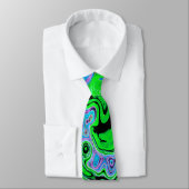 Cravate Lime Green Super Abstrait Retro Liquid Swirl (Attaché)