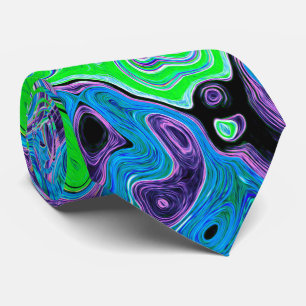 Cravate Lime Green Super Abstrait Retro Liquid Swirl