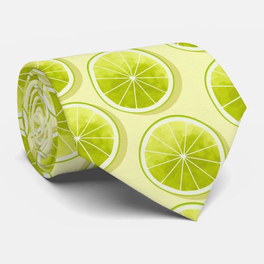 Cravate Lime Slices on Light Yellow (Roulé)