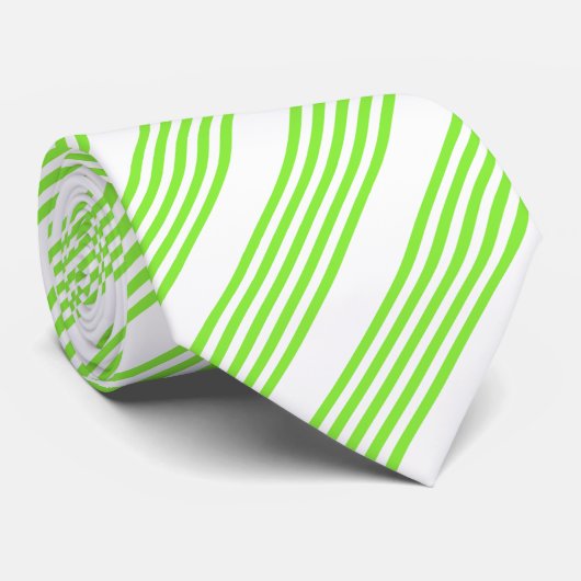 Cravate Lime vert et blanc cinq bandes motif (Roulé)