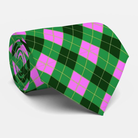 Cravate Lime vert, rose et noir Jacquard (Roulé)