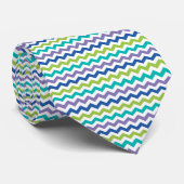 Cravate Lime, Violet, Aqua, Blanc Chevron Stripes Necktie (Roulé)