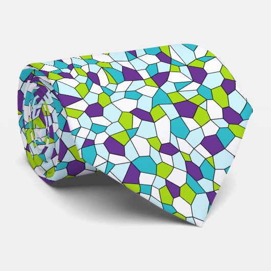 Cravate Lime, Violet, Aqua, Bleu, Couvercle En Mosaïque Bl (Roulé)