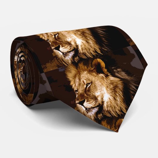 Cravate Lion Africain - Unique Design (Roulé)