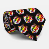 Cravate Lion fantaisie de Juda Armani Motif satin (Roulé)