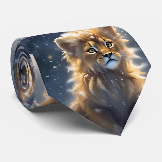 Cravate Lion Fluffy Orange, (Roulé)