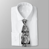 Cravate Lion noir blanc (Attaché)