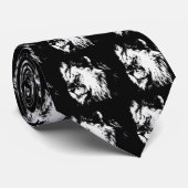 Cravate Lion noir et blanc (Roulé)