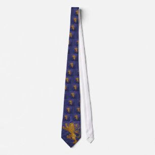Cravate Lion rampant - or sur bleu