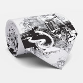 Cravate Liquide de musique noire/blanche (Roulé)