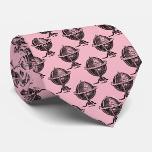 Cravate Lithographie du monde vintage dessin BW