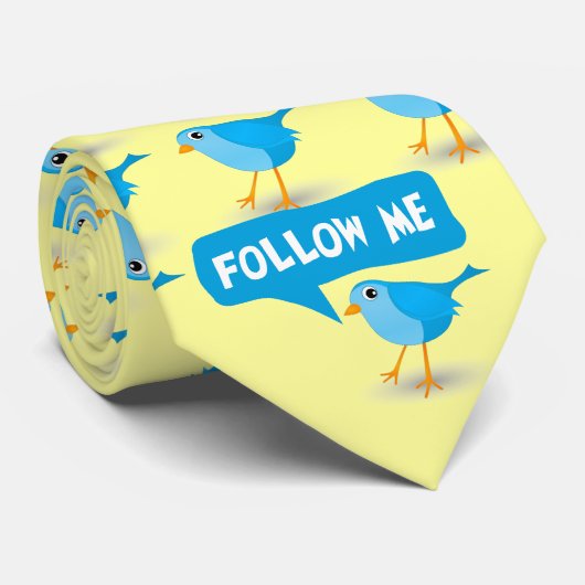 Cravate Little Blue Bird mignonne Suivez-moi Twitter Crava (Roulé)
