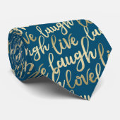 Cravate Live Laugh Love Faux Gold Letting Ocean Blue (Roulé)