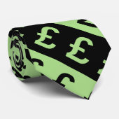 Cravate Livre noire et verte signe (£) le motif rayé (Roulé)