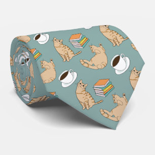 Cravate Livres de chats et café