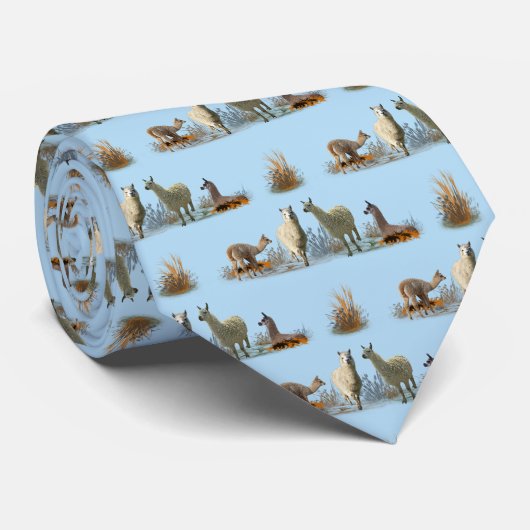 Cravate Llama Meadow Tie (Bleu Clair) (Roulé)