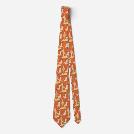 Cravate Llamas orange dans Sombreros Motif amusant (Devant)