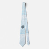 Cravate Logo personnalisé gravé bleu floral (Devant)