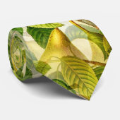 Cravate Logo personnalisé motif poires et feuilles (Roulé)