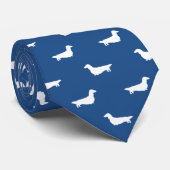 Cravate Longue Haired Dachshund Silhouettes Motif Wieners (Roulé)