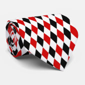 Cravate Losange Arlequin Rouge Blanc Noir (Roulé)