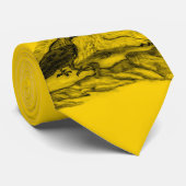 Cravate Loup et corbeau - Design noir et jaune (Roulé)