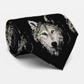 Cravate Loup noir et blanc (Roulé)