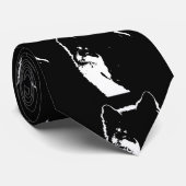 Cravate Loup noir et blanc (Roulé)