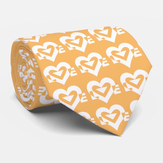 Cravate Love Logo, orange et blanc (Roulé)
