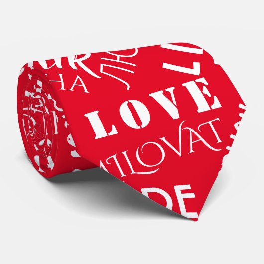 Cravate LOVE - Multi Language - Personnalisable Internatio (Roulé)