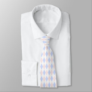 Cravate Lt Blue, Lt Pink, Wht Harlequin Diamond Pattern